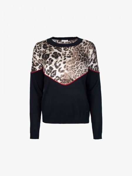 Camisola de malha com estampado leopardo