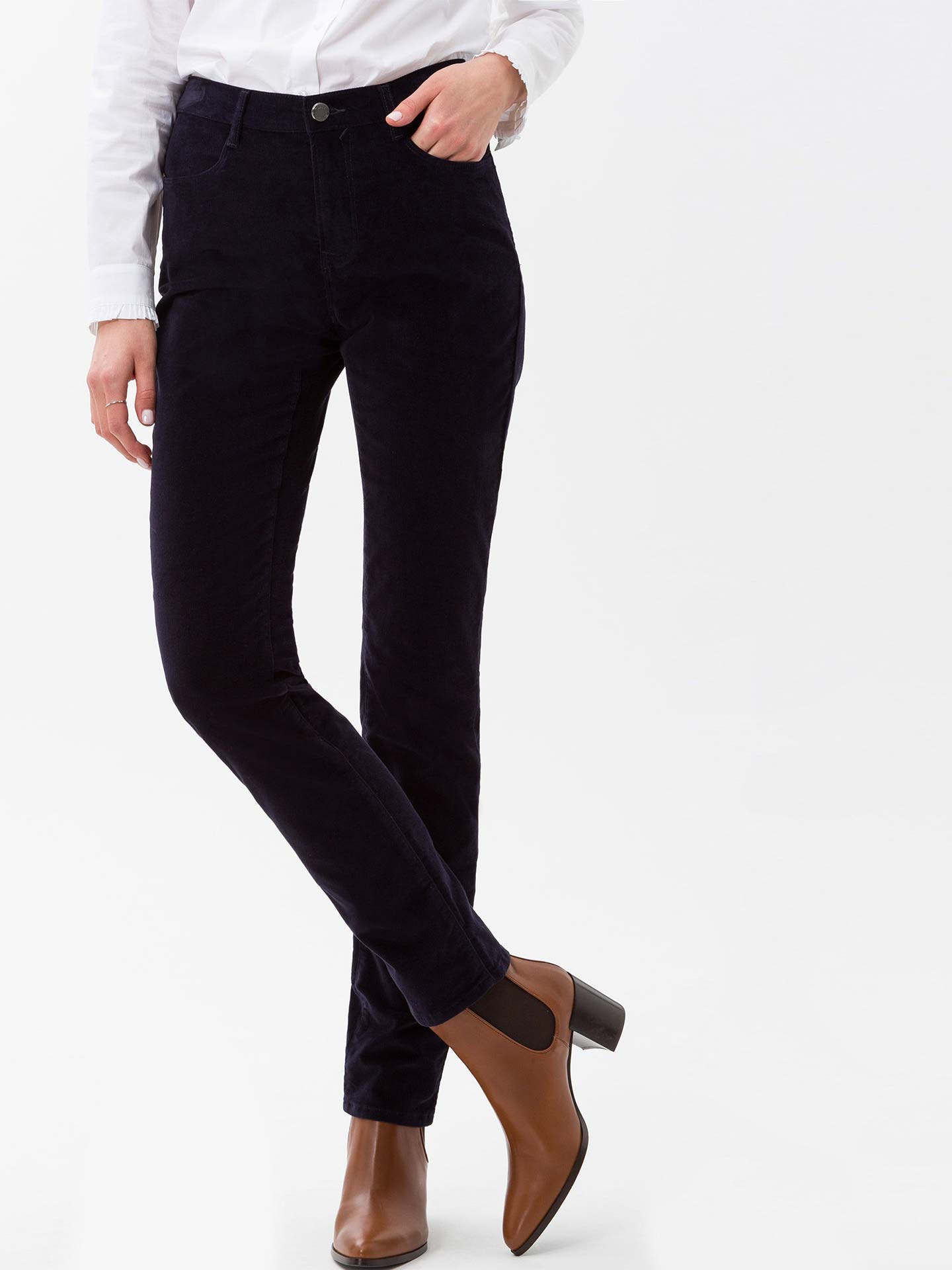 Calças de Veludo Canelado High Waist