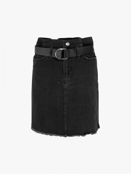 Saia denim com cinto