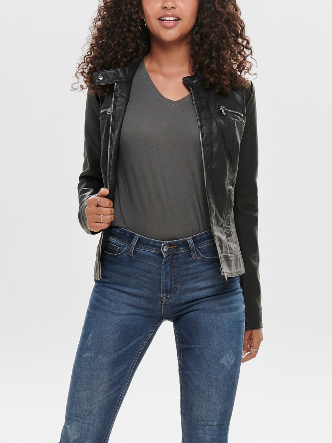 Blus�o Biker Efeito Pele