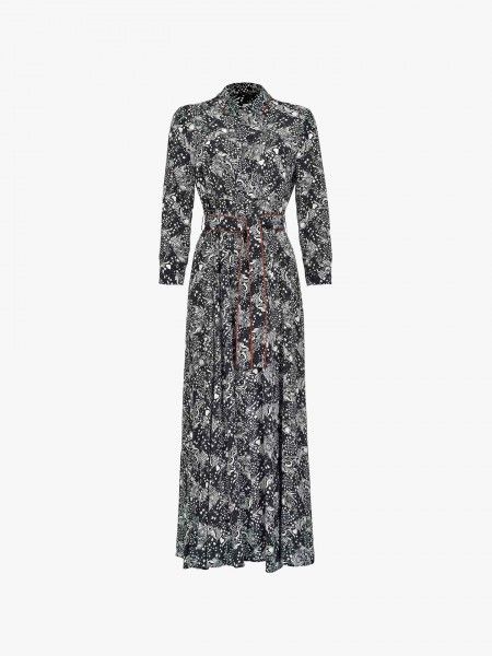 Vestido comprido com cinto