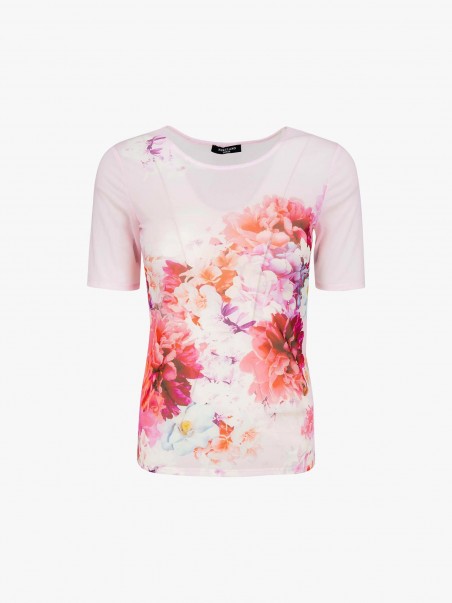 T-shirt semi transparente floral