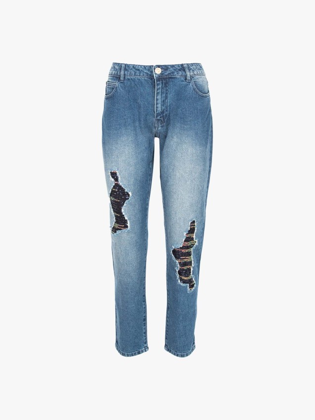 Calças de ganga com rasgões