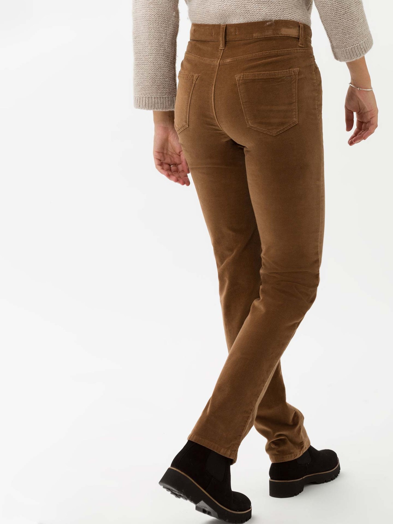 Calças de Veludo Canelado High Waist