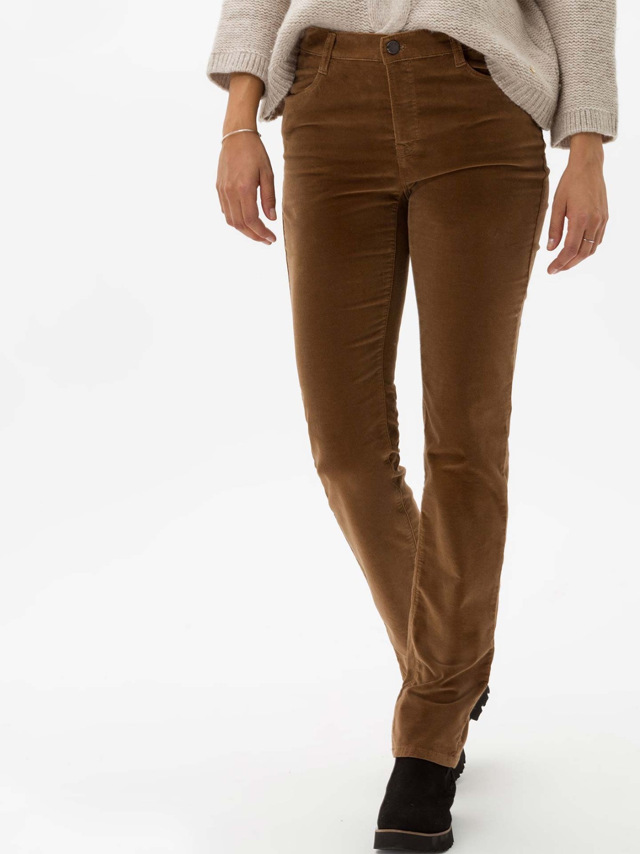 Calças de Veludo Canelado High Waist