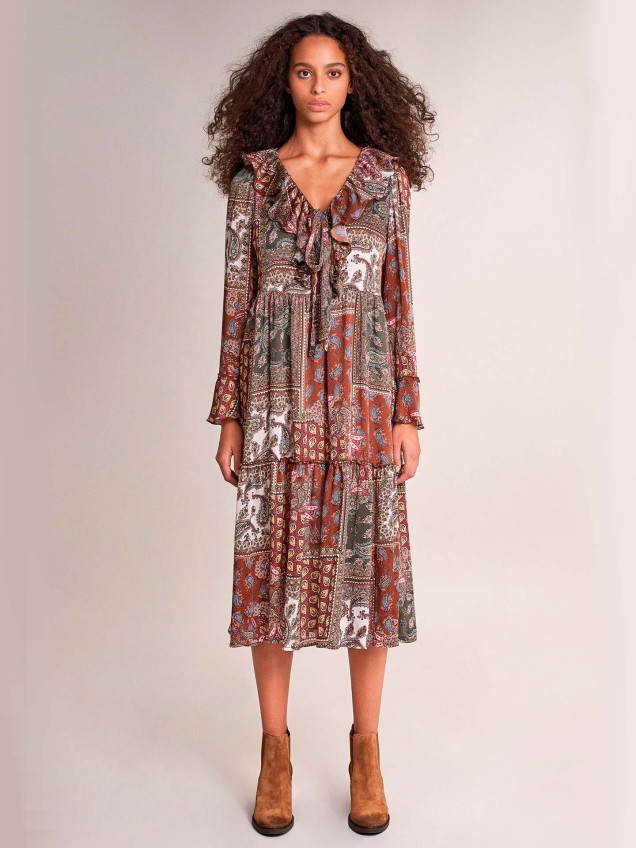 Vestido Midi de Decote em V