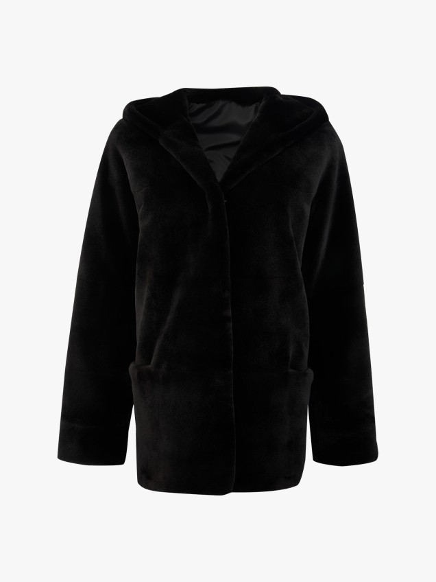 Casaco Lombos de Vison Ras com Capuz