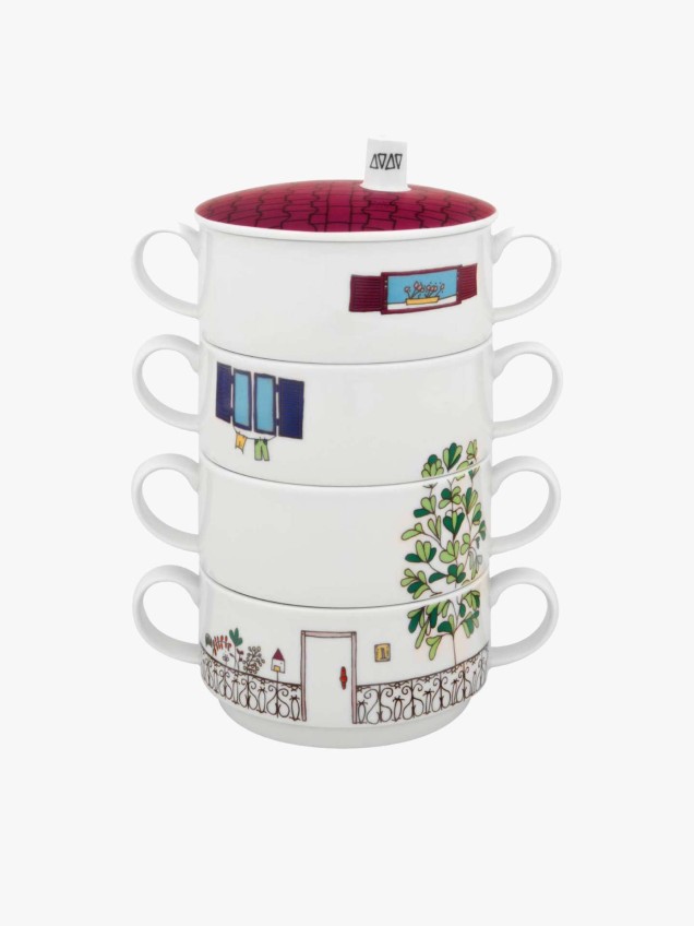 Conjunto de 4 Ch�venas Consom� Bairro das Flores