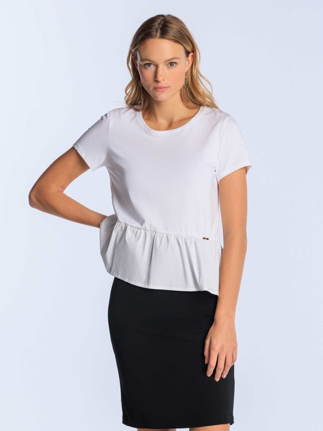 T-Shirt com Efeito Franzido