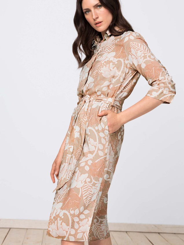 Vestido Camiseiro Midi com Laçada