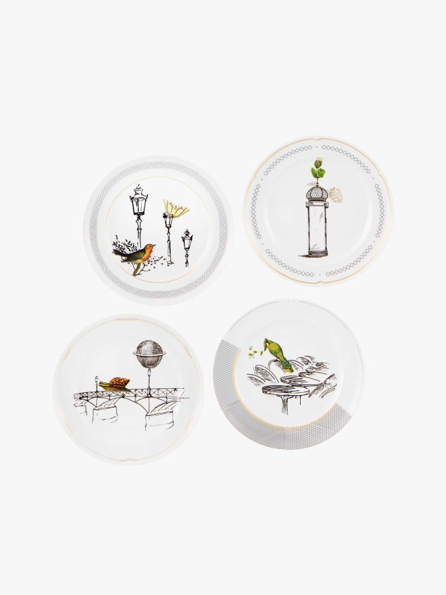 Conjunto 4 Pratos de Sobremesa Petites Histoires