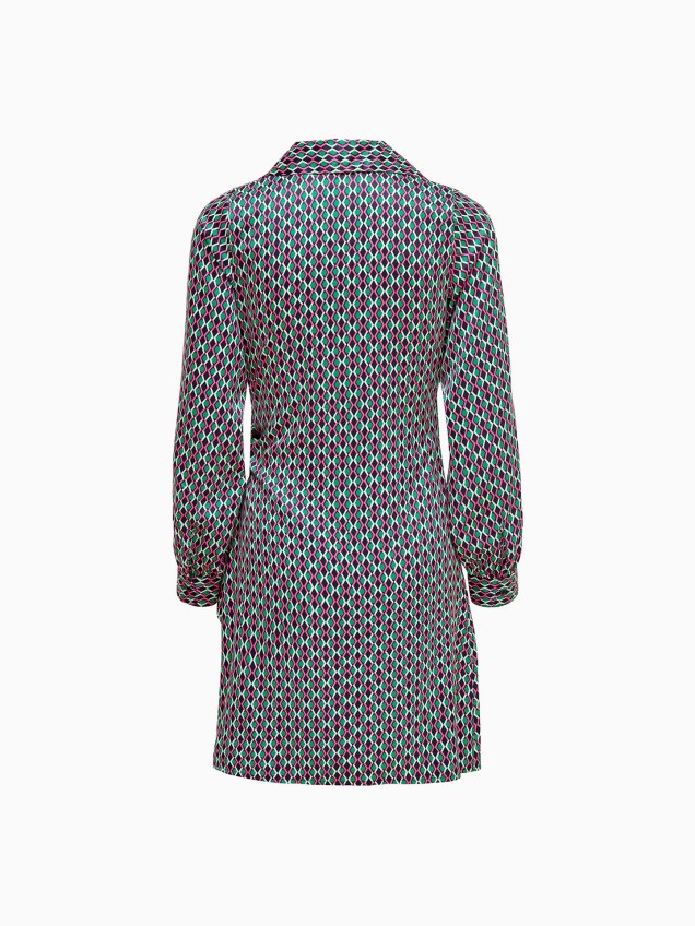 Vestido Acetinado com Padrão