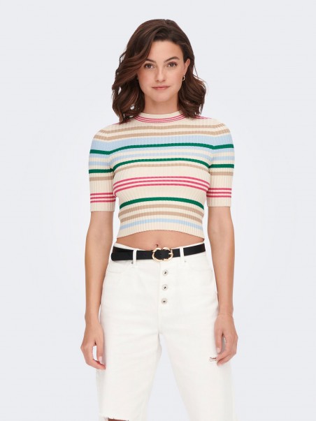 T-shirt Cropped s Riscas