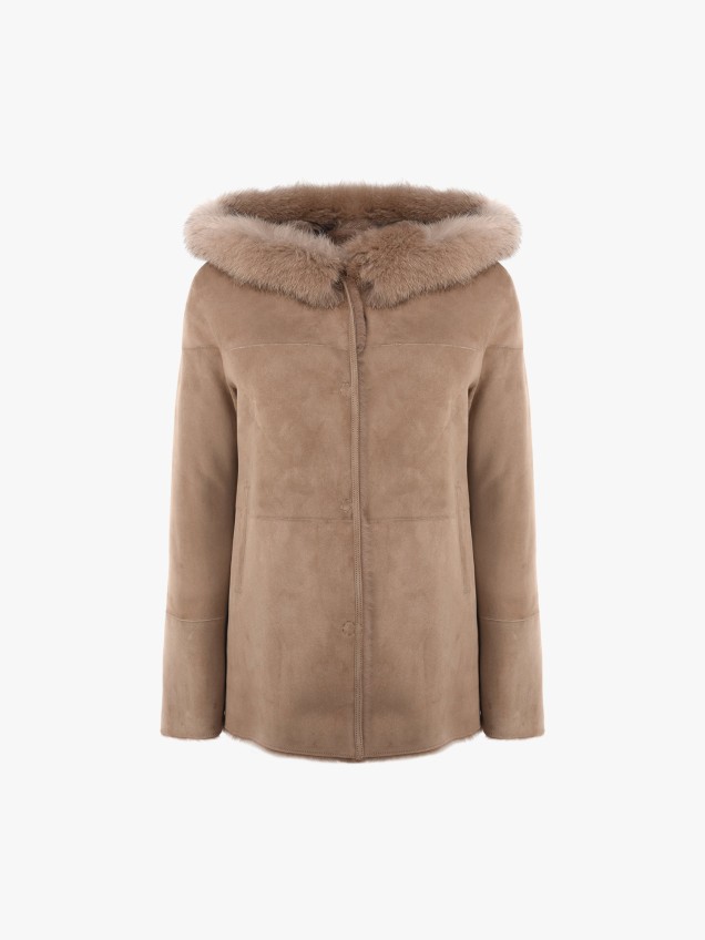 Double Face em Pele com Capuz