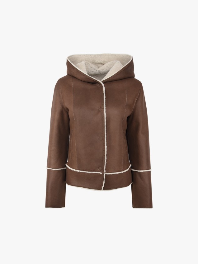 Double Face em Pele com Capuz