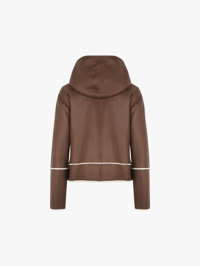 Double Face em Pele com Capuz