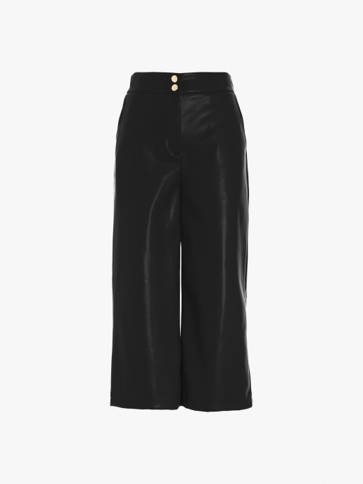 Calas Culotte Cropped Fit Efeito Pele