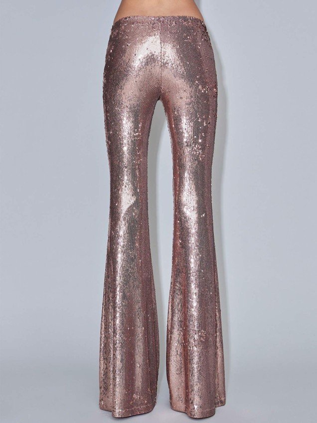 Calças Flared Fit em Lantejoulas