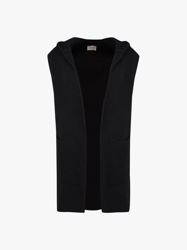 Colete em Malha com Capuz