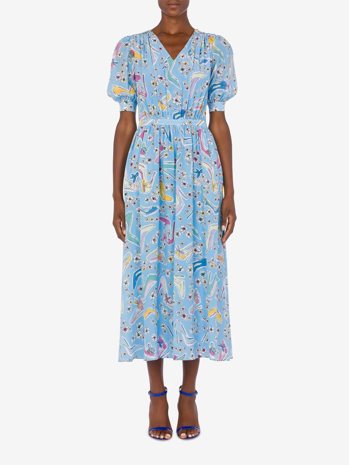 Vestido de Seda com Padro