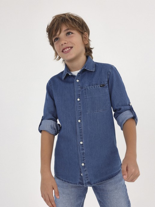 Camisa Denim com Bolso