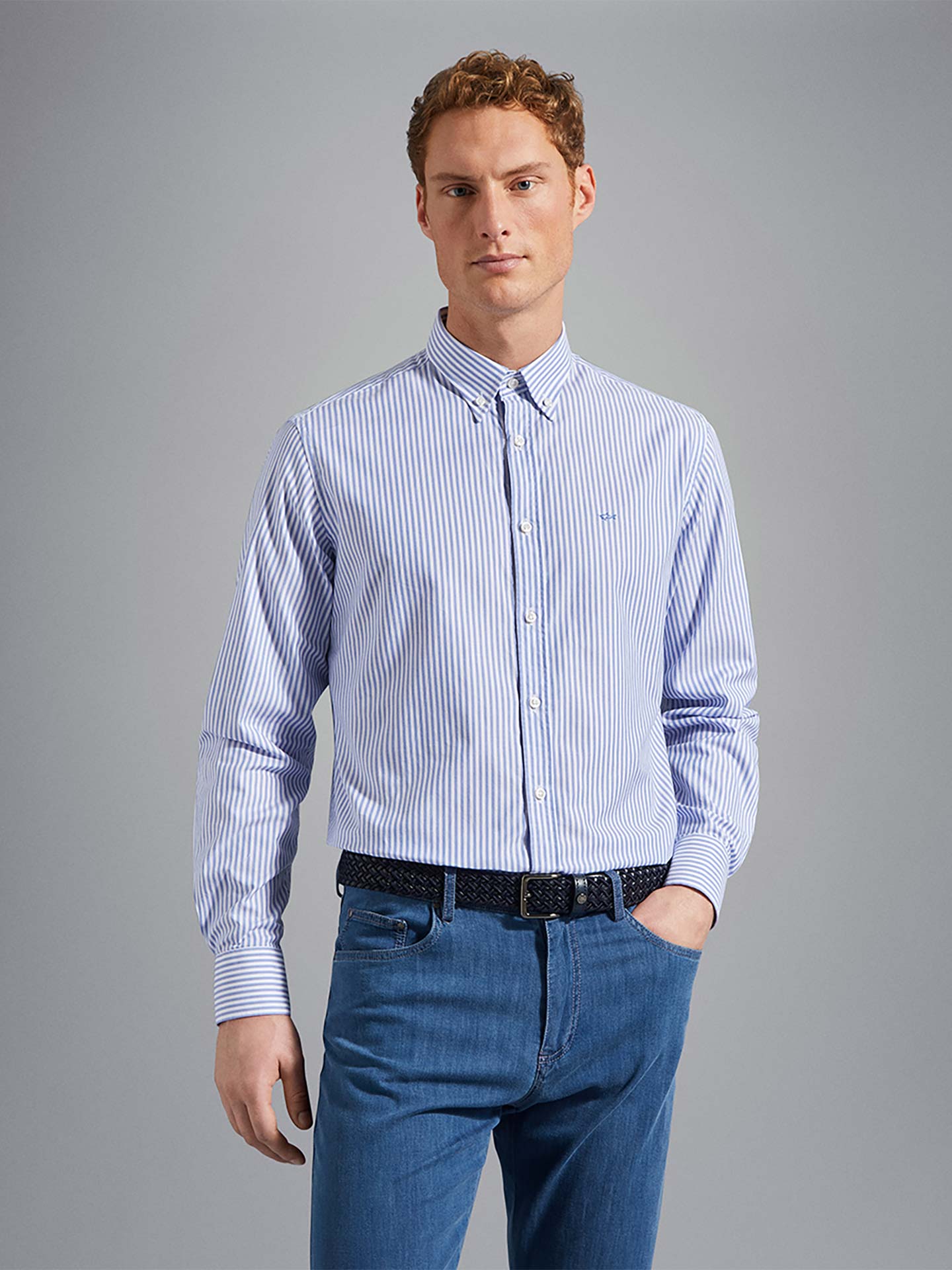Camisa Oxford às Riscas