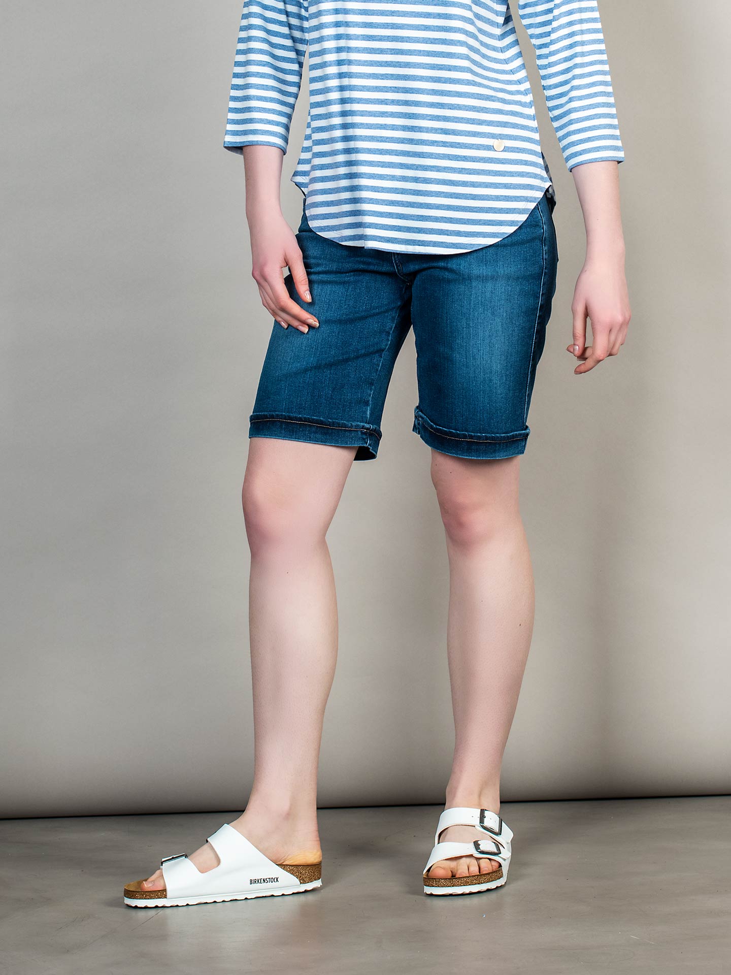 Calções denim com dobra