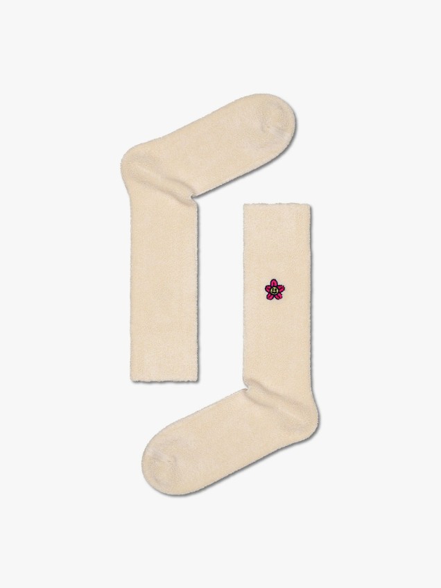 Meias Embroidered Flower Crew