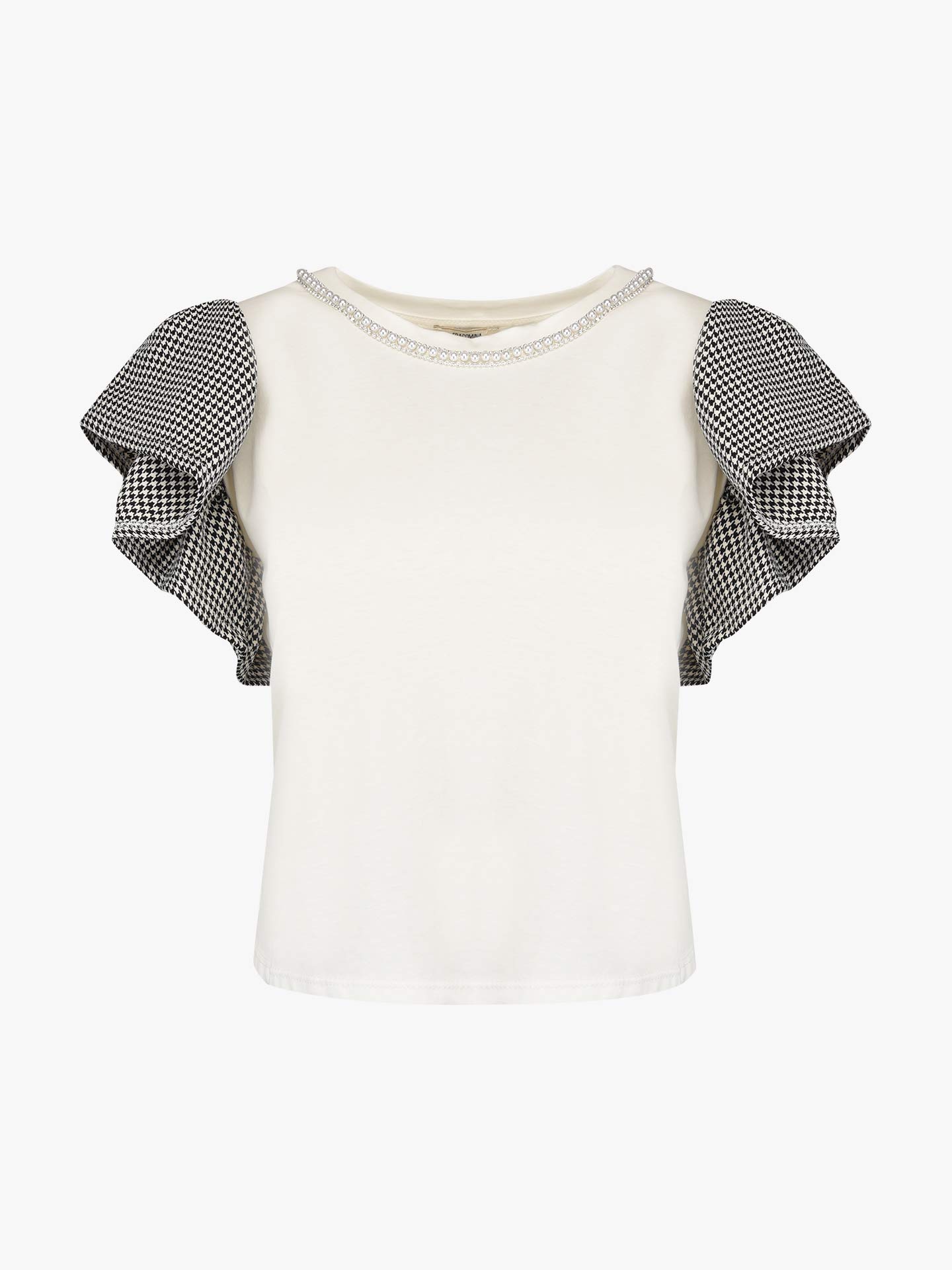 T-Shirt com Folho nas Mangas