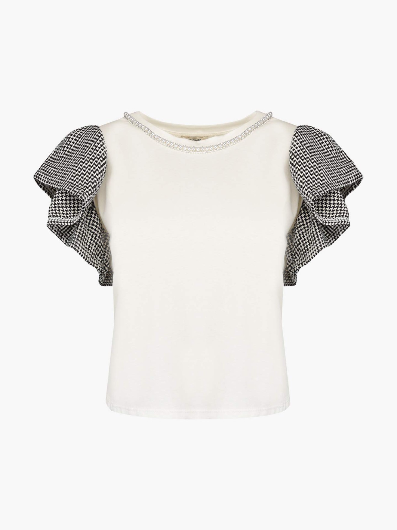 T-Shirt com Folho nas Mangas