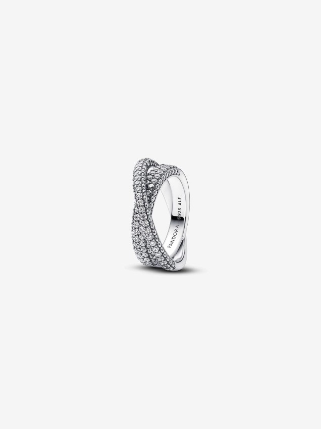 Anel Dois Aros Cruzados Pavé