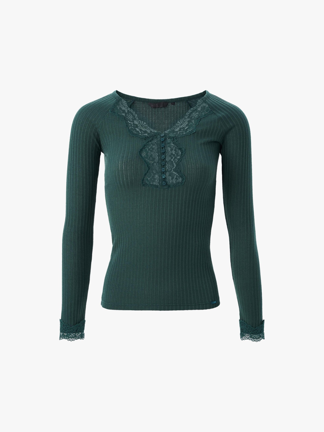 Camisola Canelada com Renda