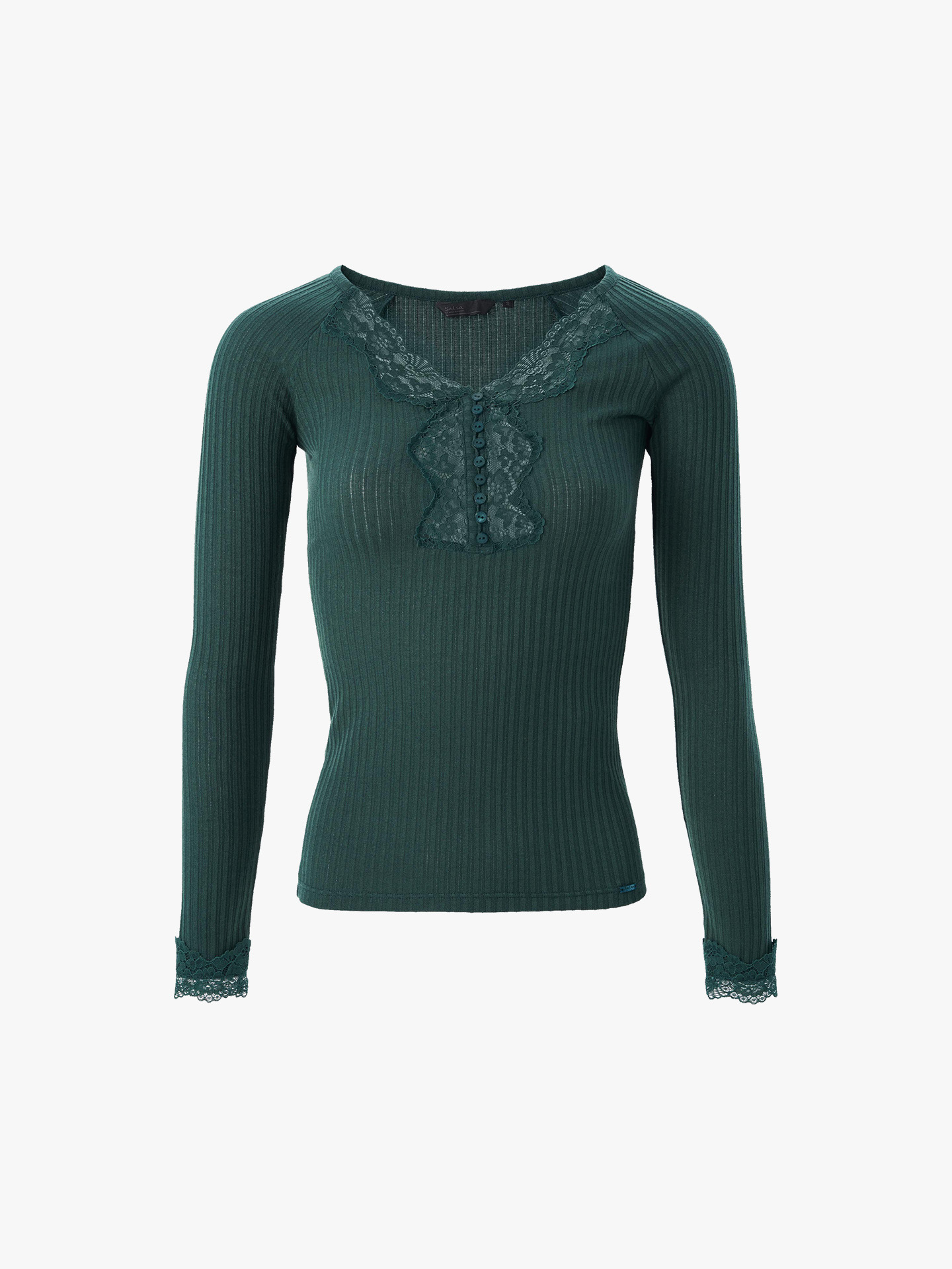 Camisola Canelada com Renda