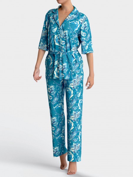 Pijama Botes Estampado Floral em Modal