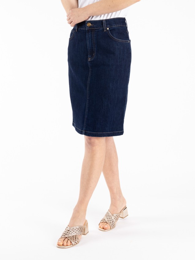 Saia denim midi