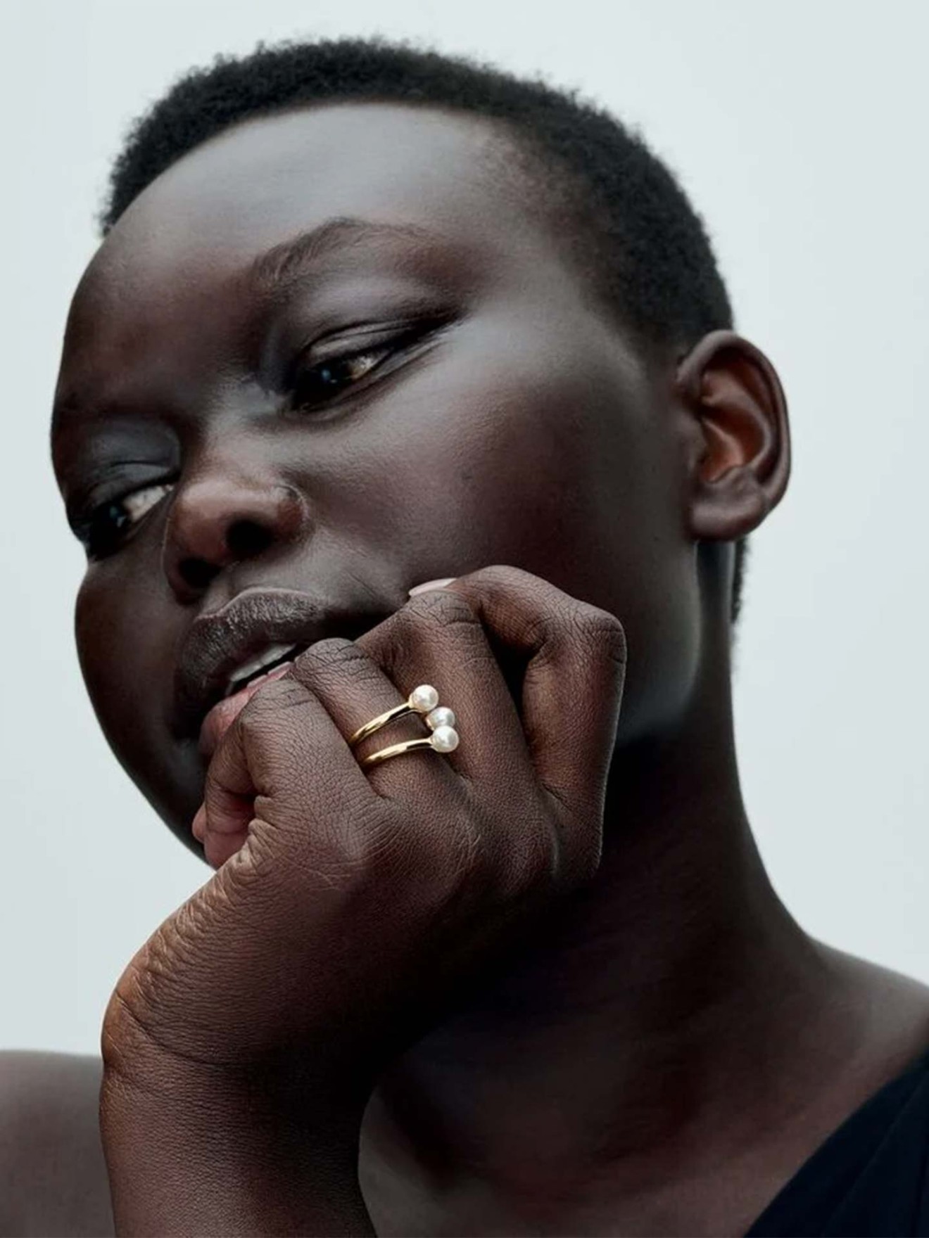 Anel Aberto com P�rolas de Cultura de �gua Doce