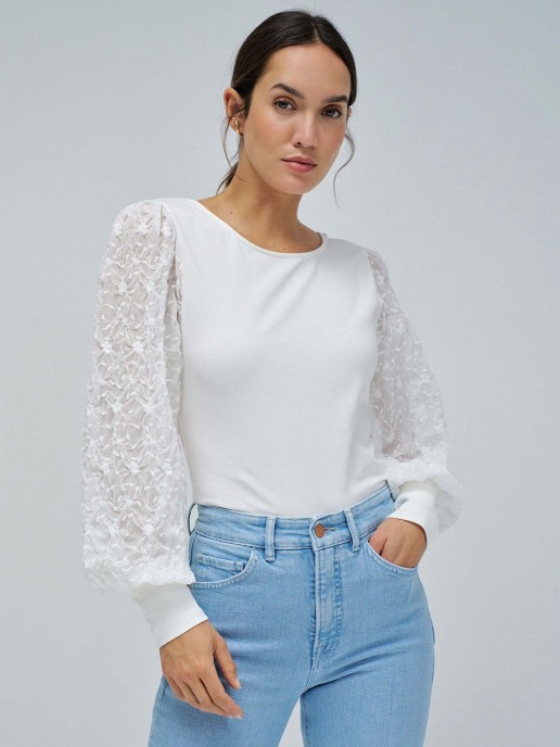Camisola com Mangas em Bordado