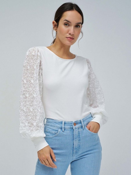 Camisola com Mangas em Bordado