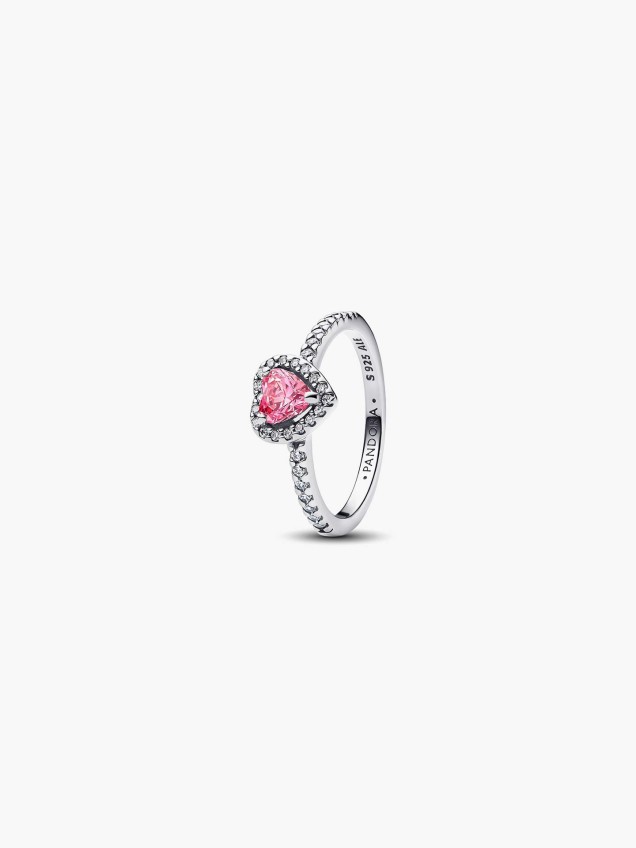 Anel Coração Rosa Elevado