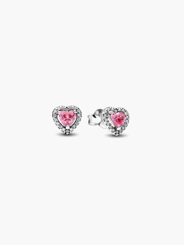 Brincos Espigão Coração Rosa Elevado