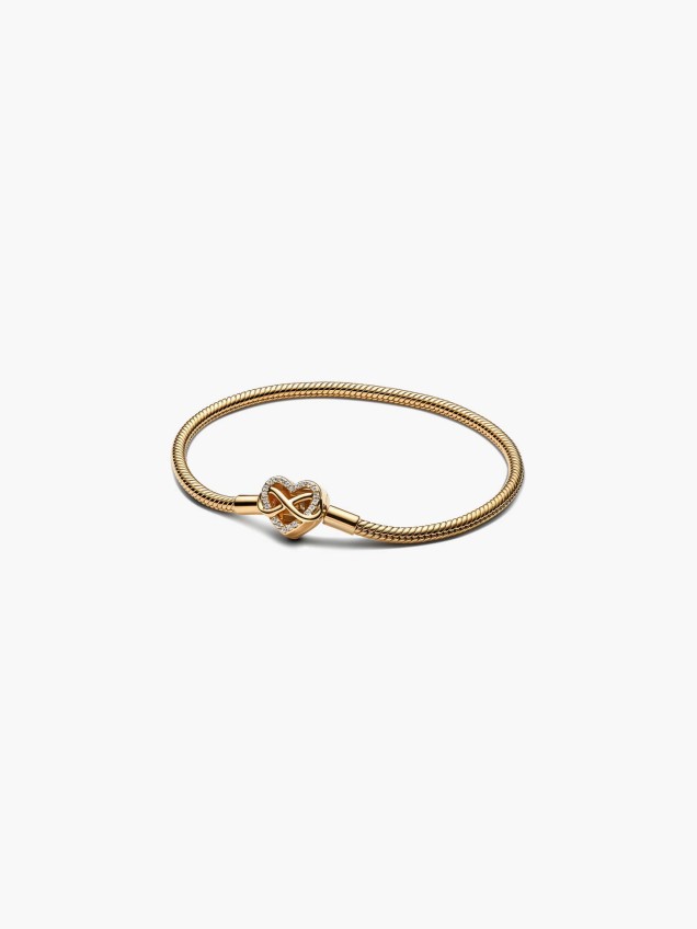 Pulseira Corrente Snake Fecho Coração Infinito Brilhante