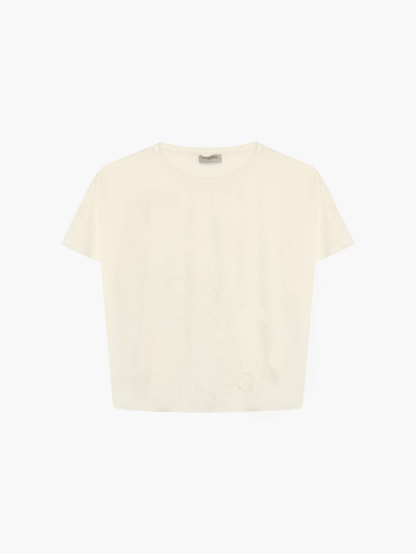 T-Shirt com Estampado em Relevo