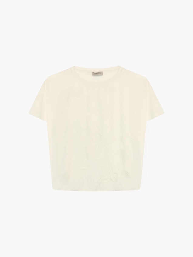 T-Shirt com Estampado em Relevo