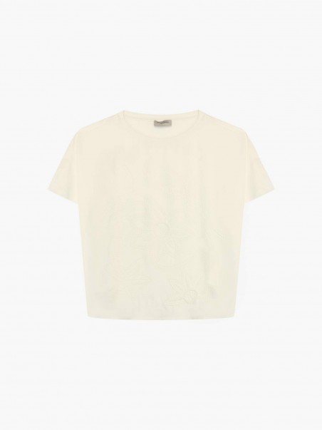 T-Shirt com Estampado em Relevo