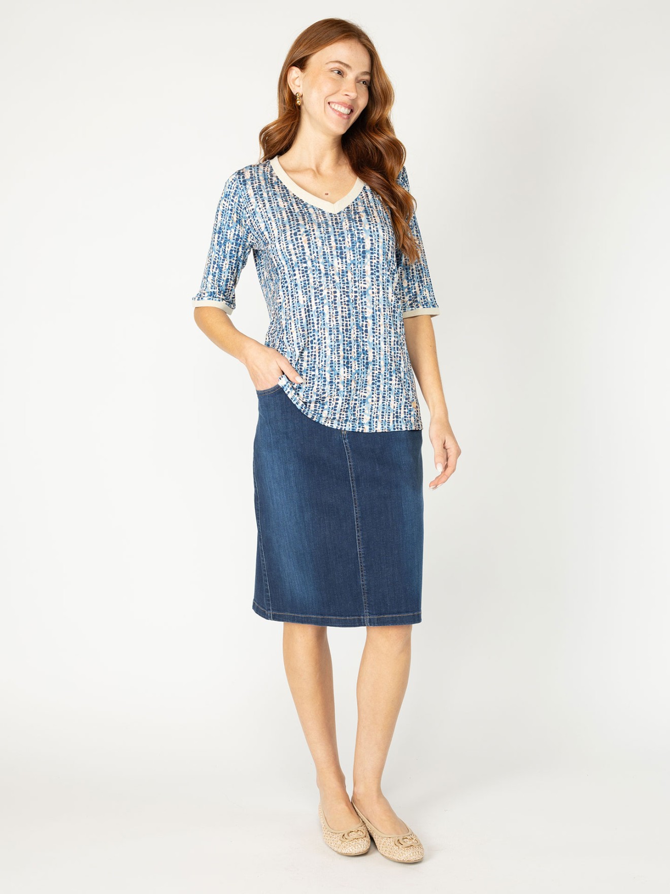 Saia denim midi