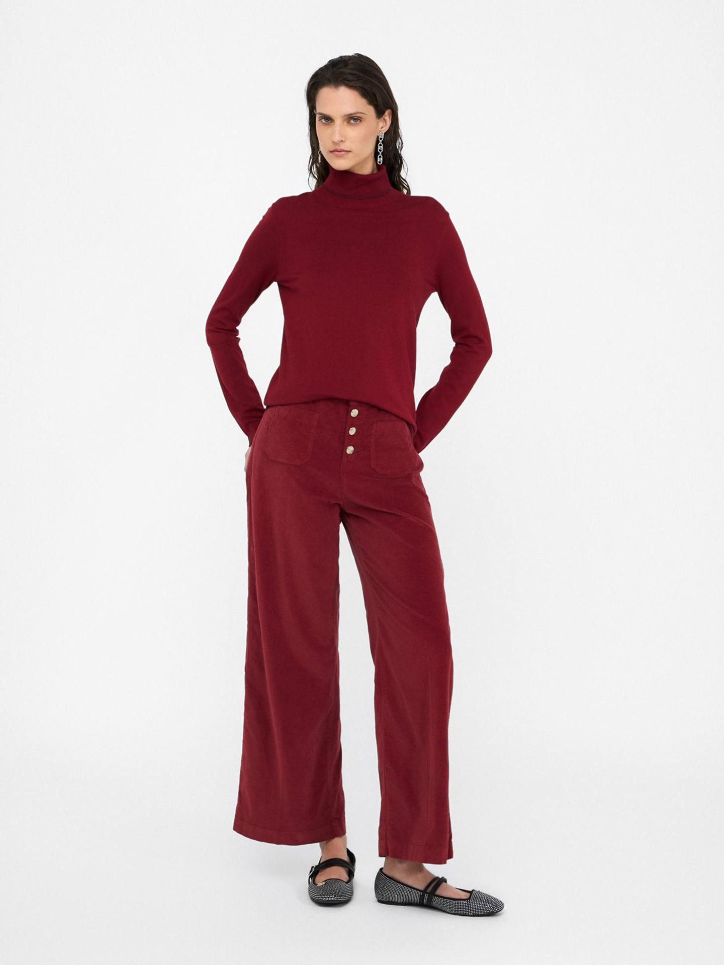 Camisola de Gola Alta com Detalhes em Lurex