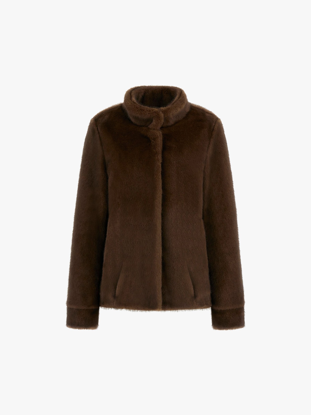 Casaco com Gola Alta Efeito de Pelo