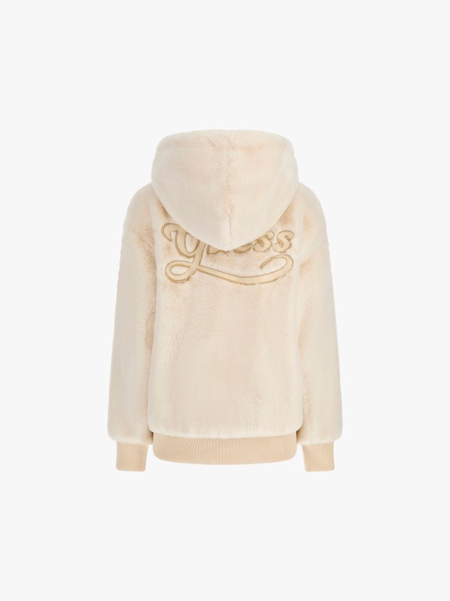 Casaco com Capuz Efeito de Pelo