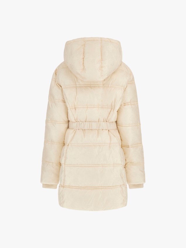 Parka Acolchoada com Cinto e Capuz