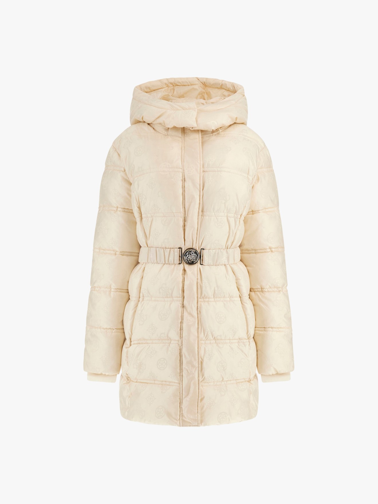 Parka Acolchoada com Cinto e Capuz